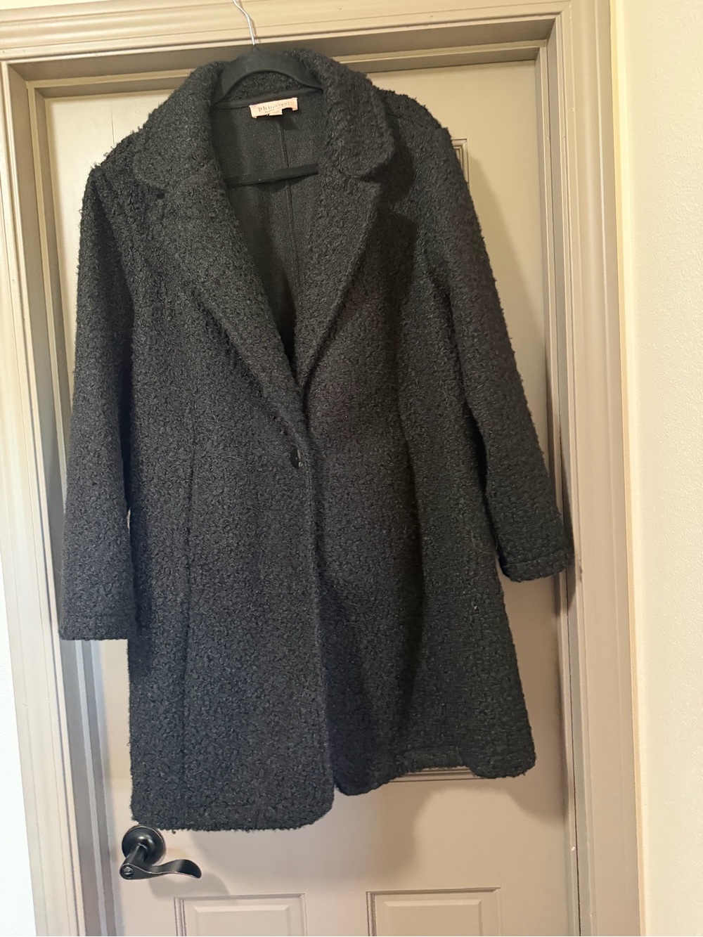 Philosophy Black Teddy Bouclé Coat PLUS SIZE 1X